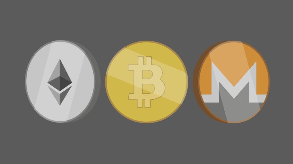 Bitcoin and Monero 'coins' representing what is cryptocurrency